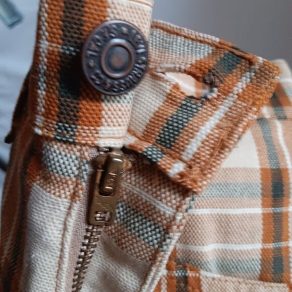 Men's 28W Vintage Levi's 1970's Big E Sta-Prest Plaid Cotton Shorts Distress USA - Picture 7 of 7